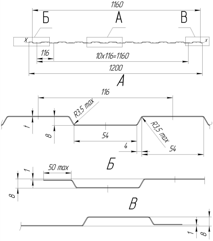 Профлист с8 чертеж dwg